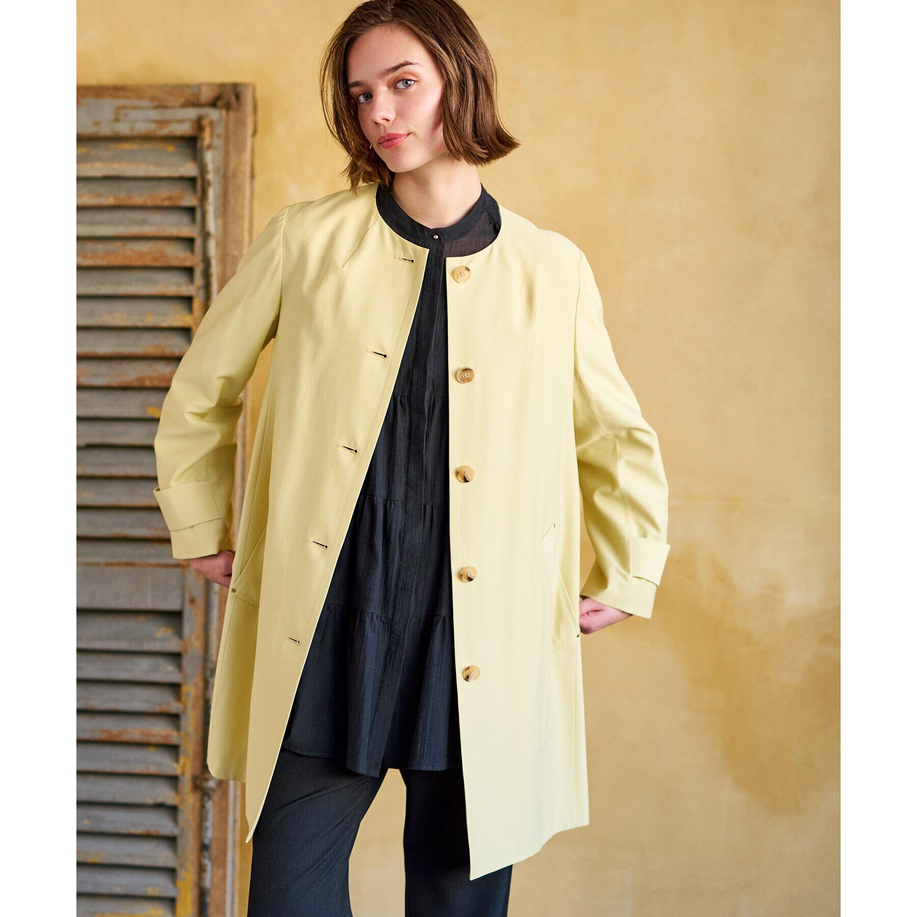 DRESSTERIOR「【セレモニーにも】ノーカラーコート」|ノーカラーコート|