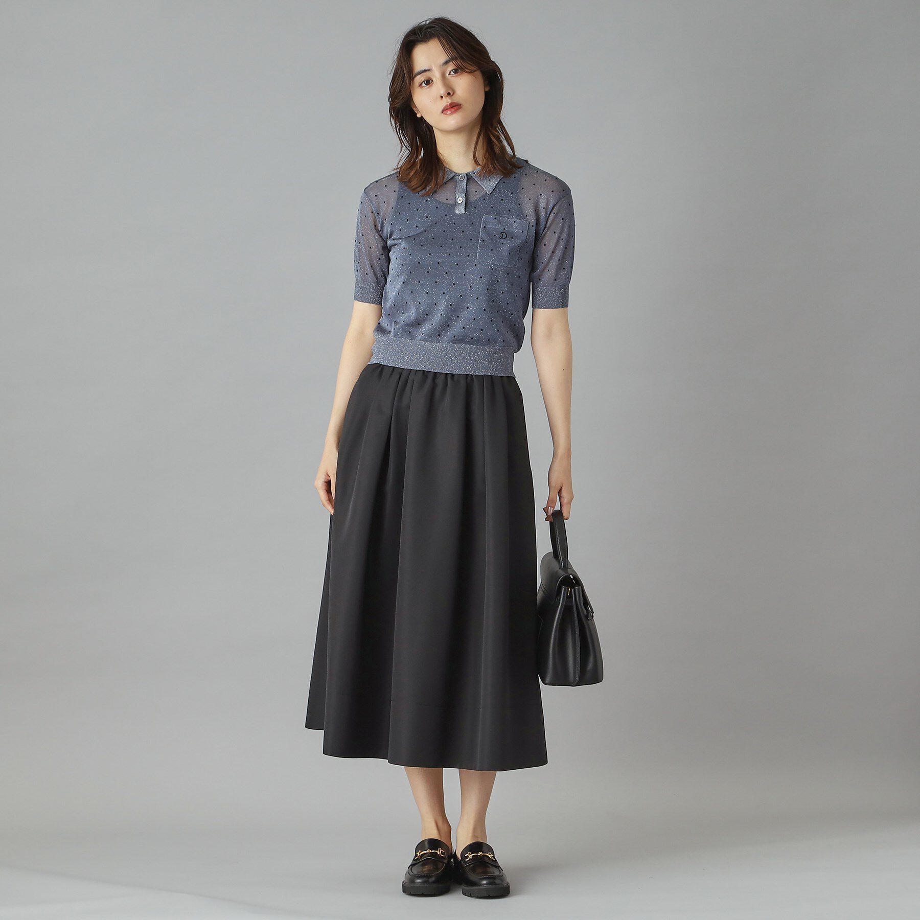 DRESSTERIOR「【大人百花春号掲載 モデル美香さん着用】ドットシアーポロニット」|ポロシャツ|