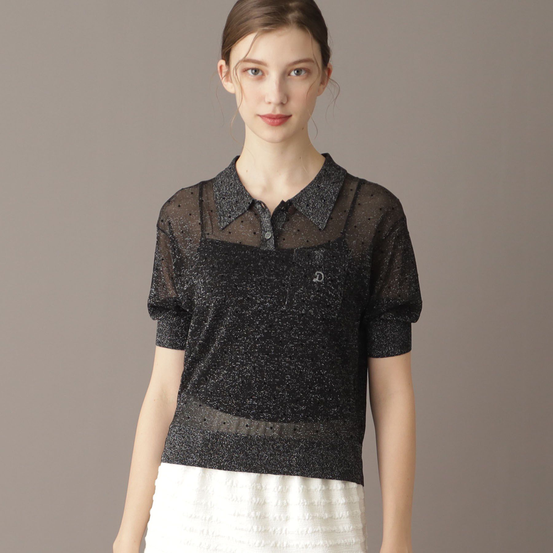 DRESSTERIOR「【大人百花春号掲載 モデル美香さん着用】ドットシアーポロニット」|ポロシャツ|