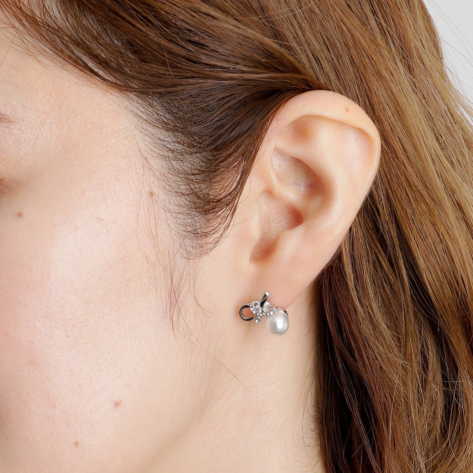 grove「フェイクパールビジューリボンピアス【入卒対応可】」|ピアス|