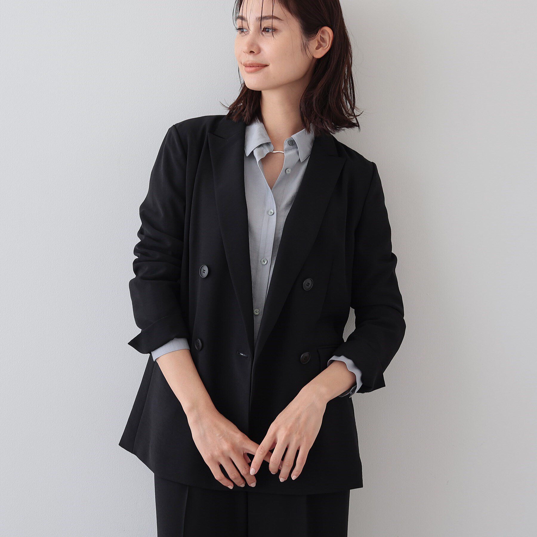 INDIVI「【着る日傘/遮熱/UVケア】ダブルジャケット」|スーツ|ブラック(019)
