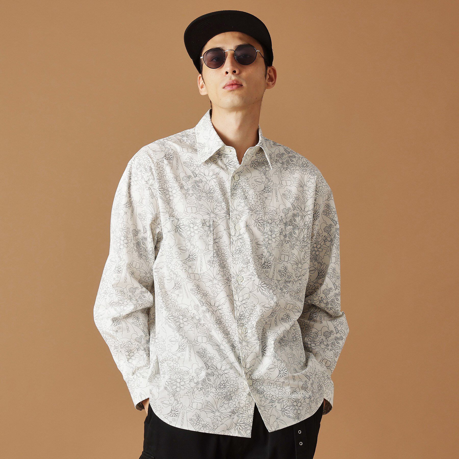 40CARATS&525「【Sサイズ～】ビリケンプリント 長袖シャツ」|シャツ・ブラウス|ホワイト(101)