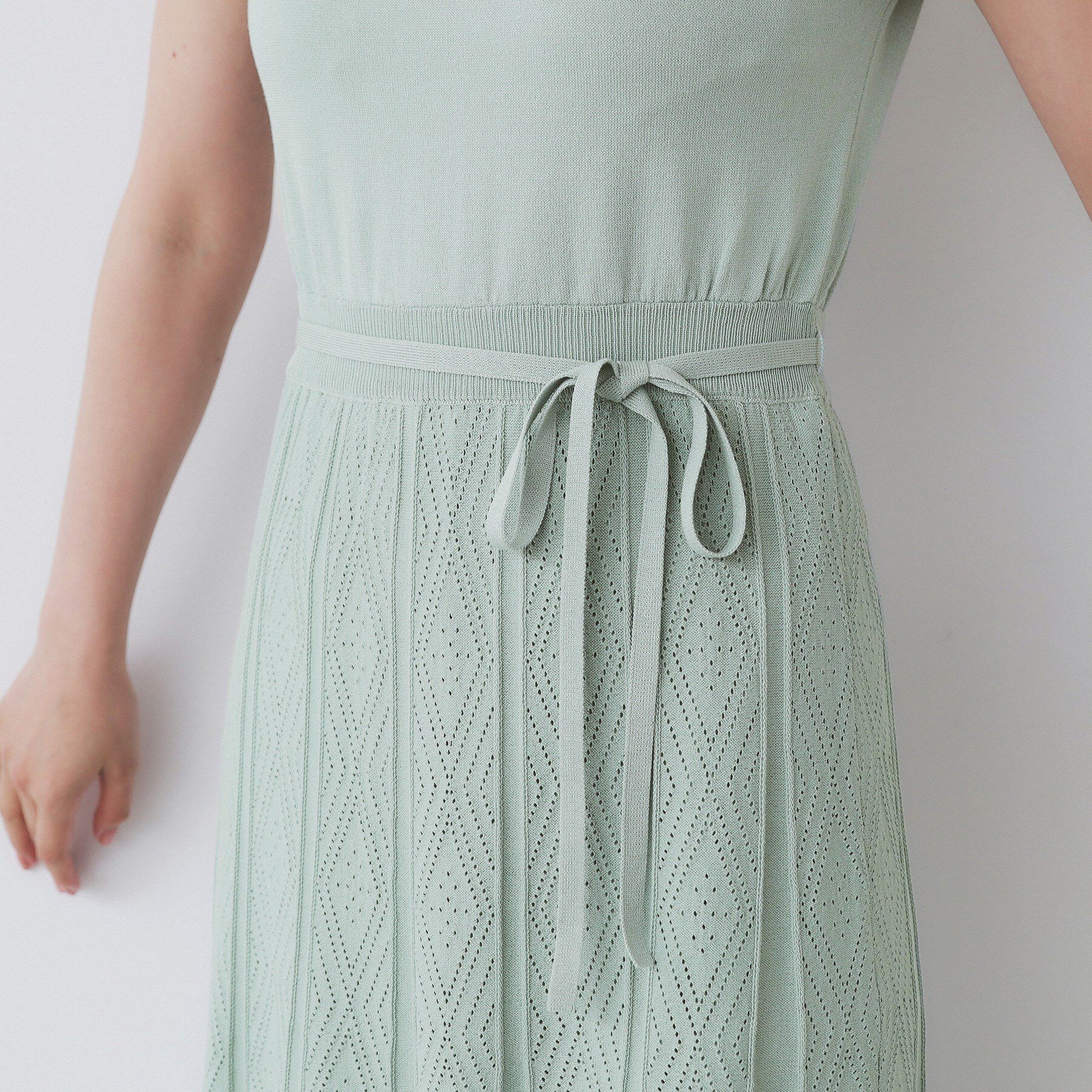 index「柄編みボーダーラインニットワンピース【洗濯機洗い可】」|ワンピース|