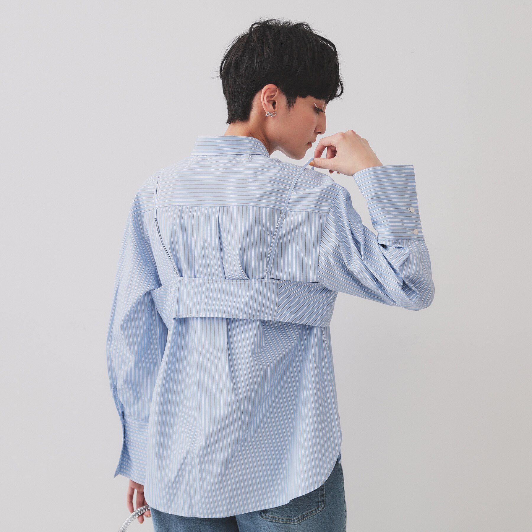 OPAQUE.CLIP「《andGIRL掲載》ストライプビスチェセットシャツ【洗濯機洗い可）】」|シャツ・ブラウス|