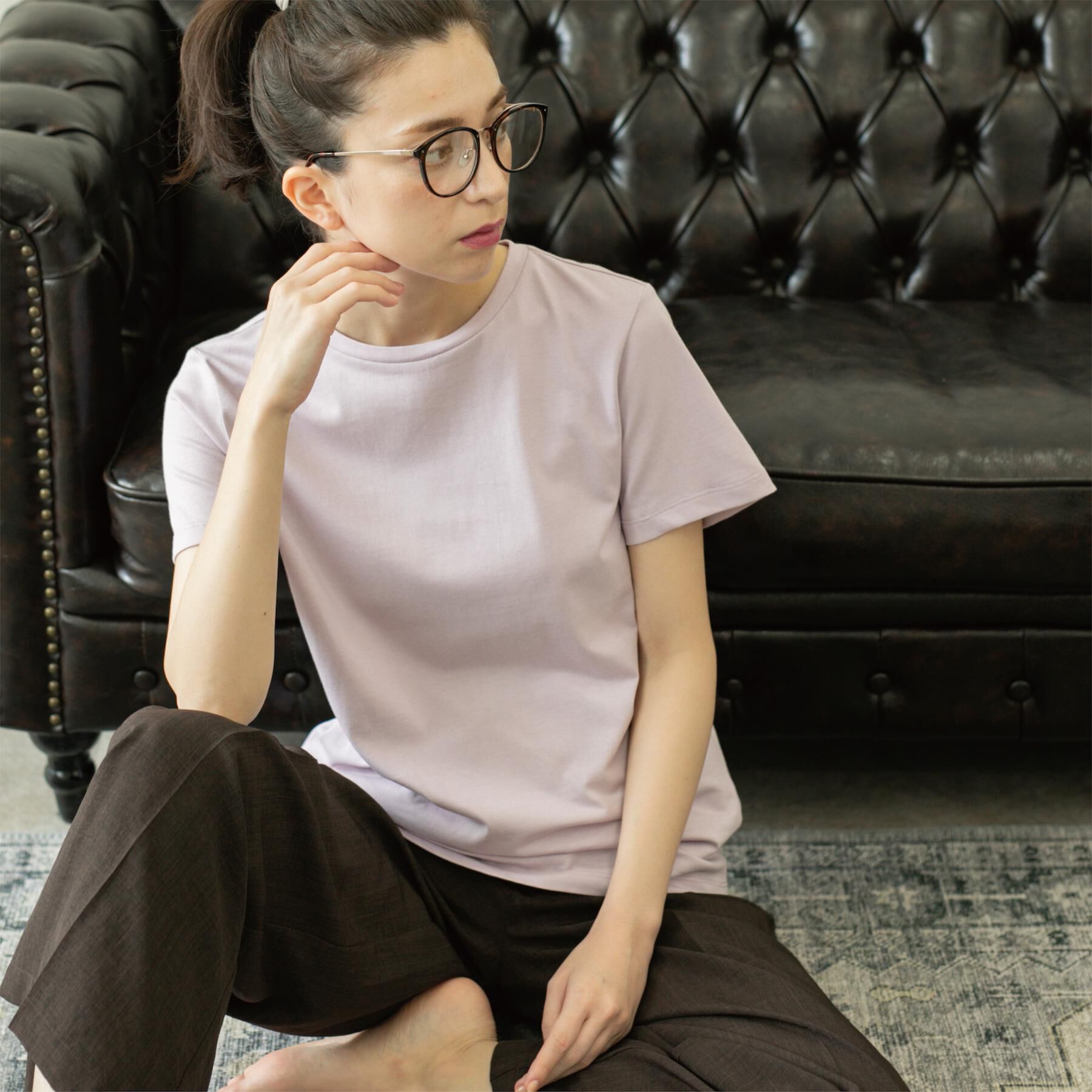 OPAQUE.CLIP「《5色展開》ベーシックTシャツ【洗濯機洗い可/UV/接触冷感】」|Tシャツ・カットソー|ラベンダー(080)