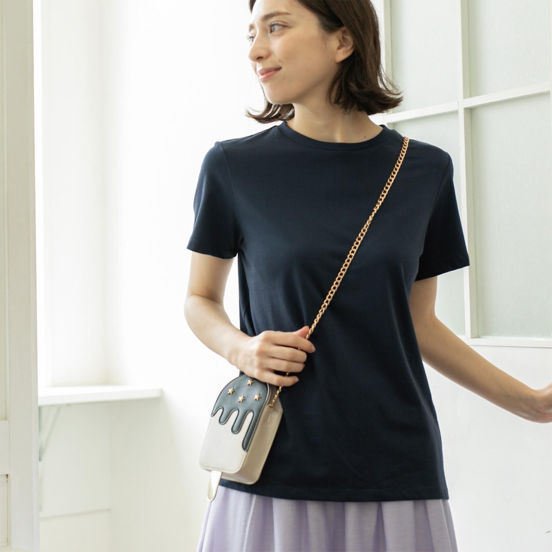 OPAQUE.CLIP「《5色展開》ベーシックTシャツ【洗濯機洗い可/UV/接触冷感】」|Tシャツ・カットソー|ネイビー(094)