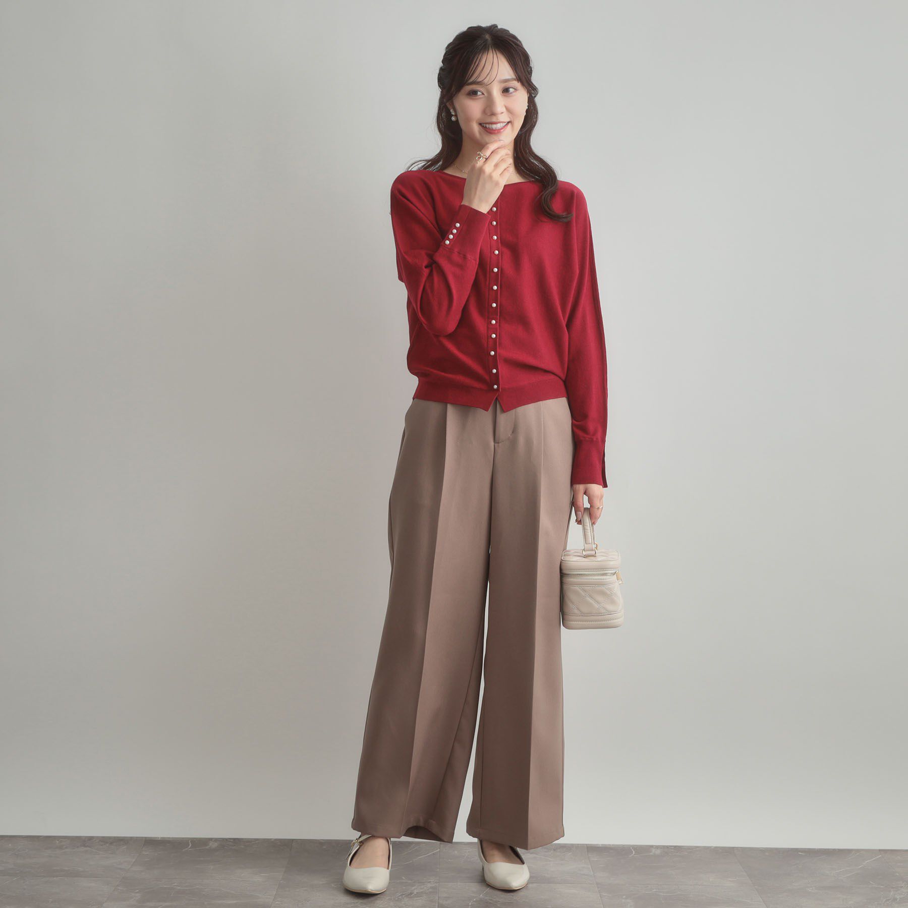 Couture broach「【大人上品・通勤・前後2WAY】バックパール調ドルマンニット」|ニット・セーター|