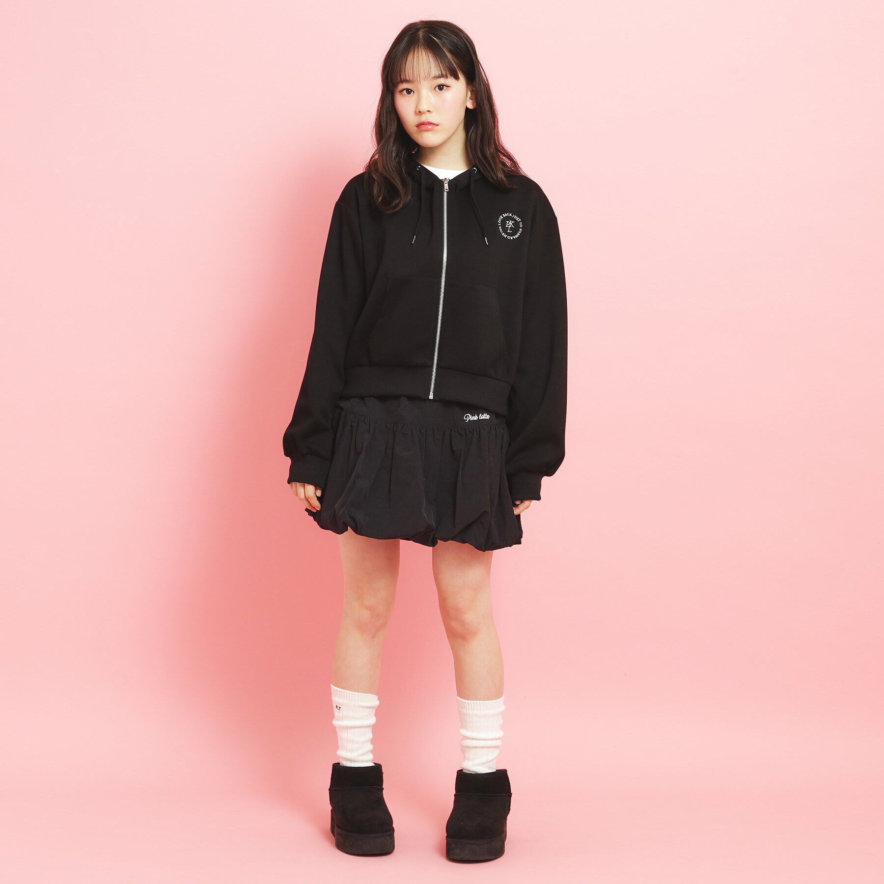 PINK-latte「フード付きジップパーカ」|パーカー|