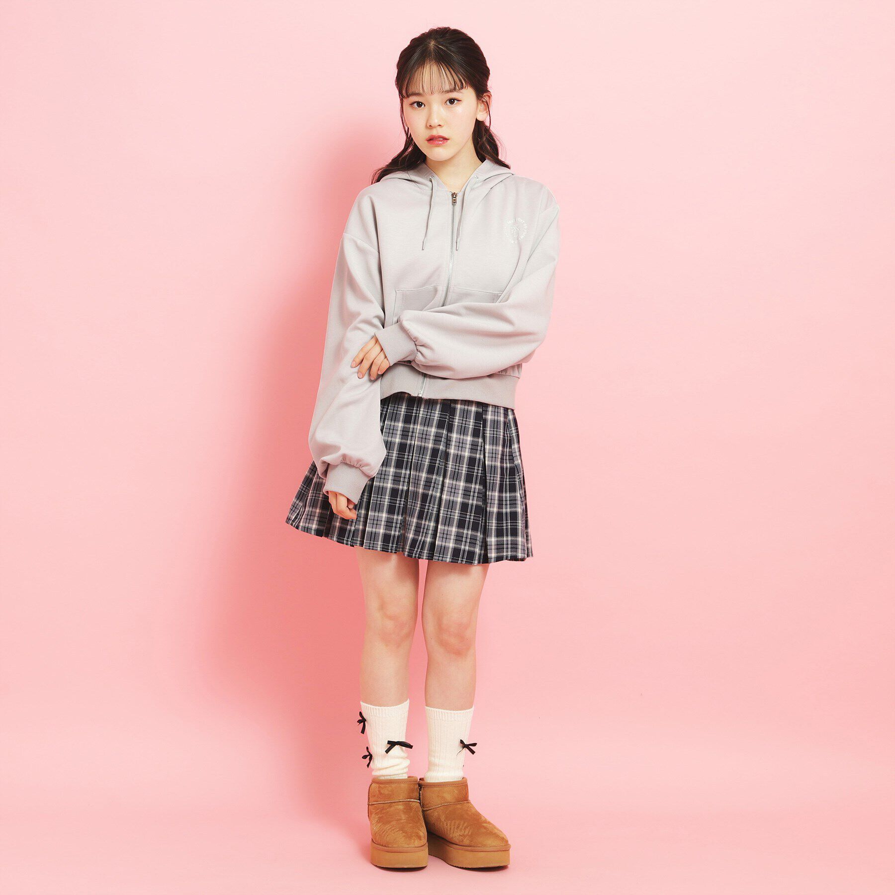 PINK-latte「フード付きジップパーカ」|パーカー|