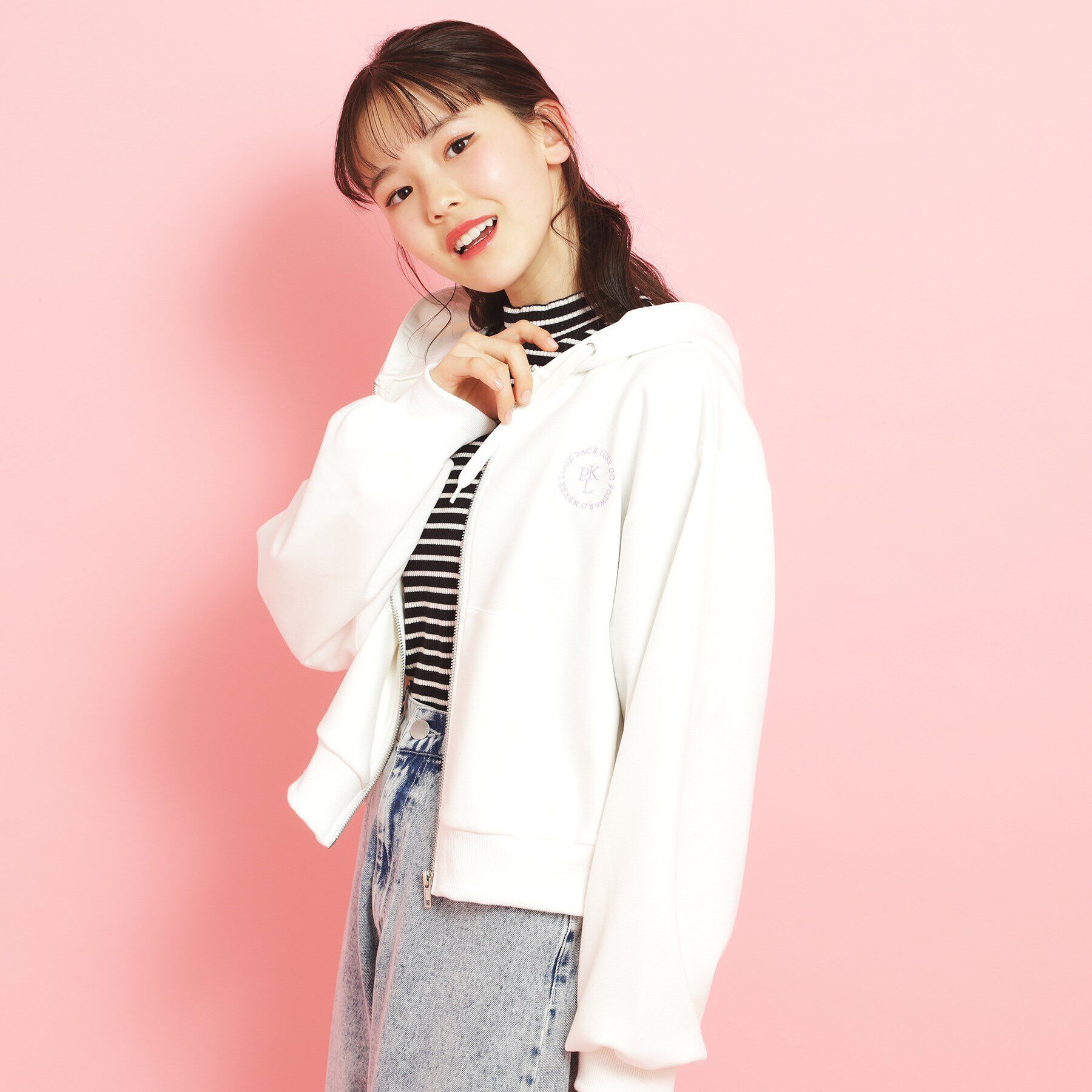 PINK-latte「フード付きジップパーカ」|パーカー|