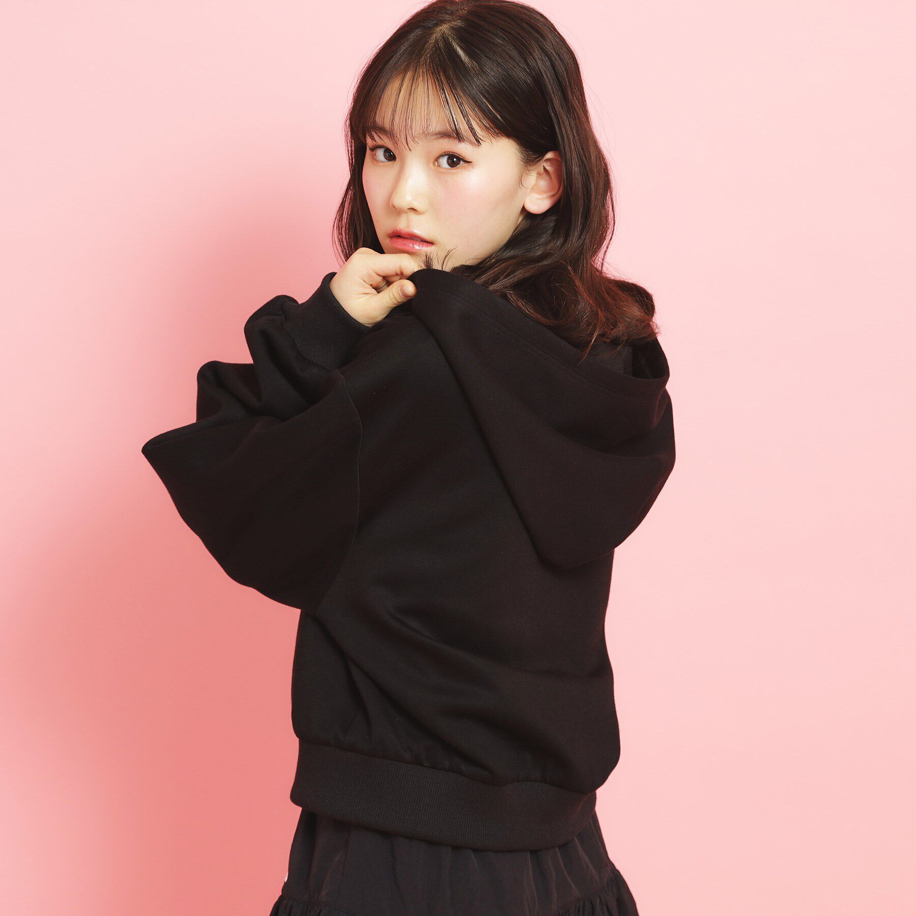 PINK-latte「フード付きジップパーカ」|パーカー|ブラック(019)