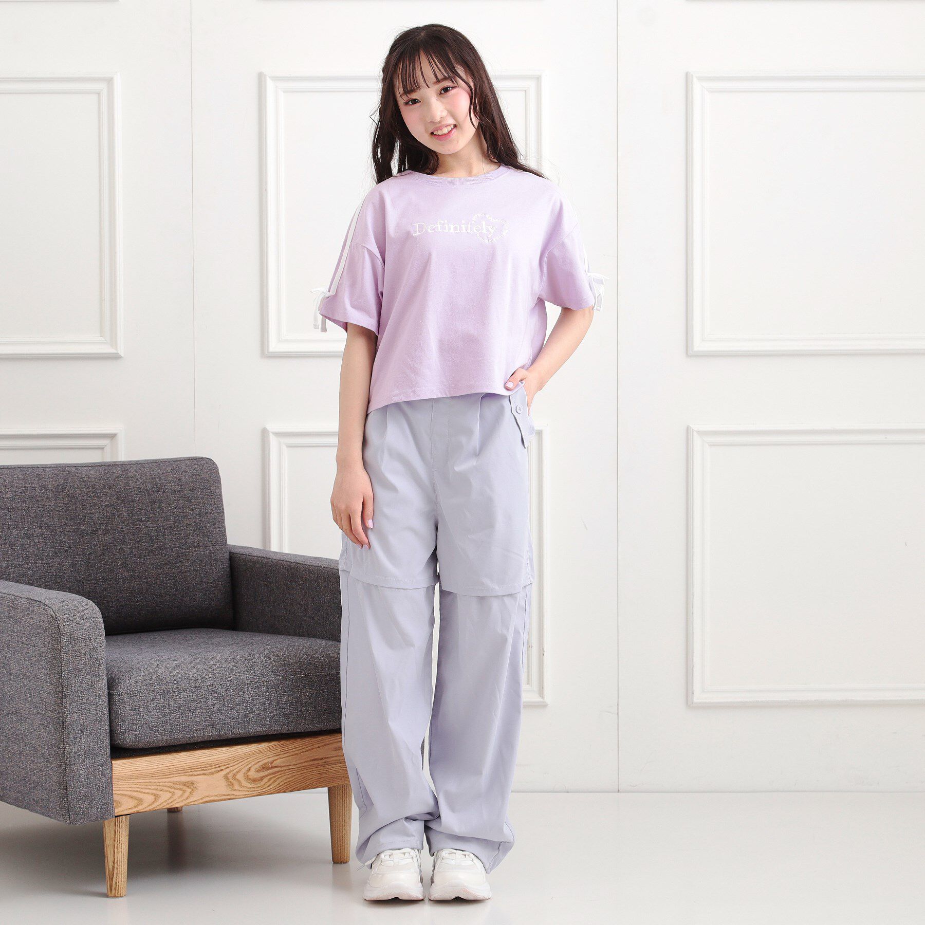 PINK-latte「袖ラインリボンTシャツ」|Tシャツ・カットソー|