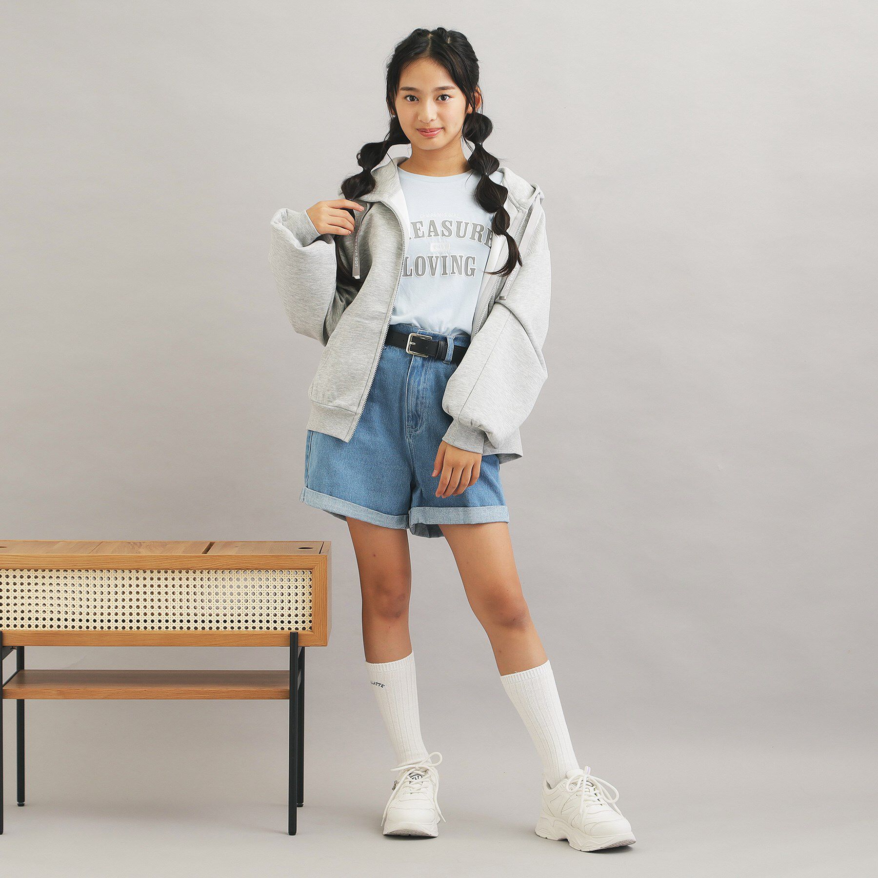 PINK-latte「ダンボールポンチパーカー」|カーディガン|