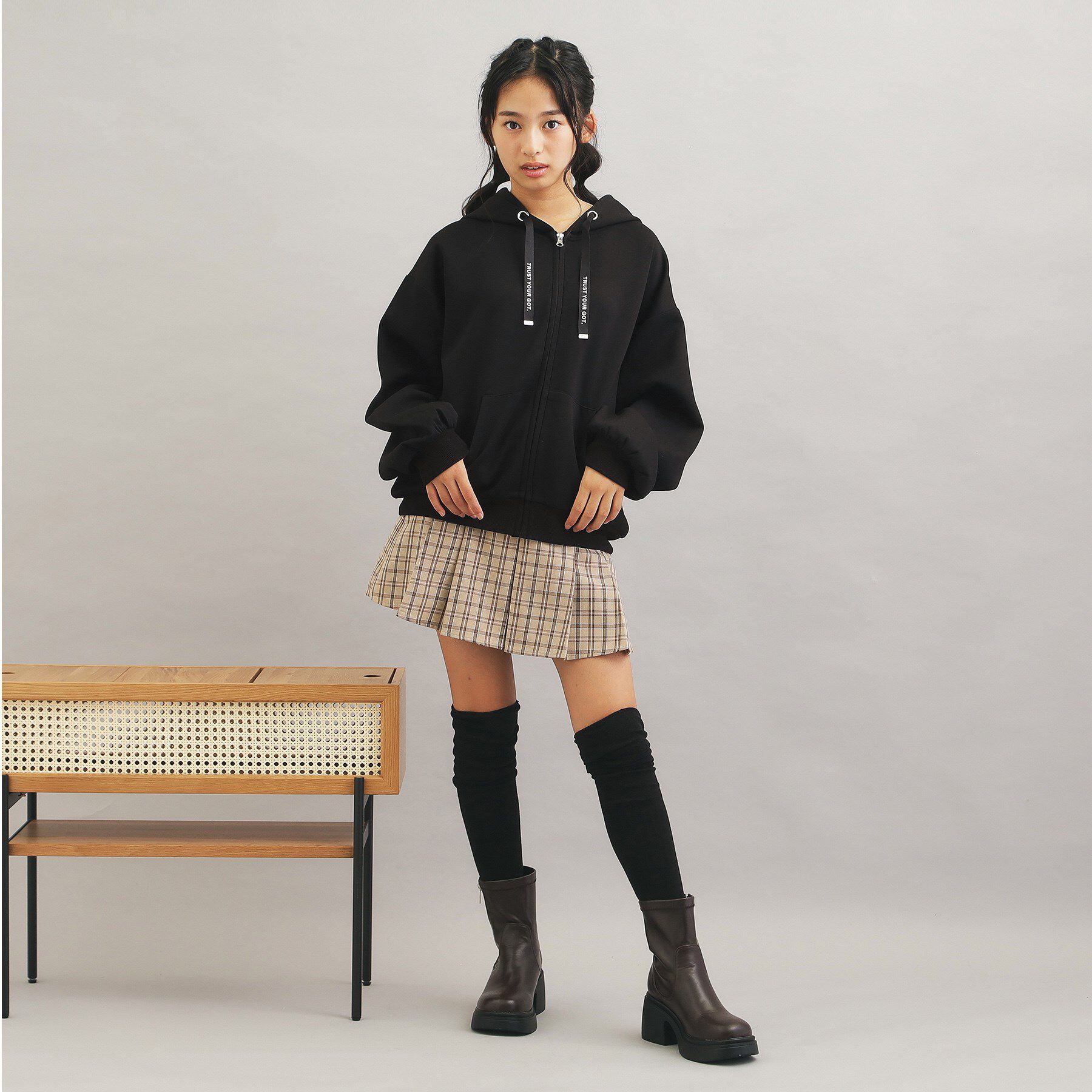 PINK-latte「ダンボールポンチパーカー」|カーディガン|