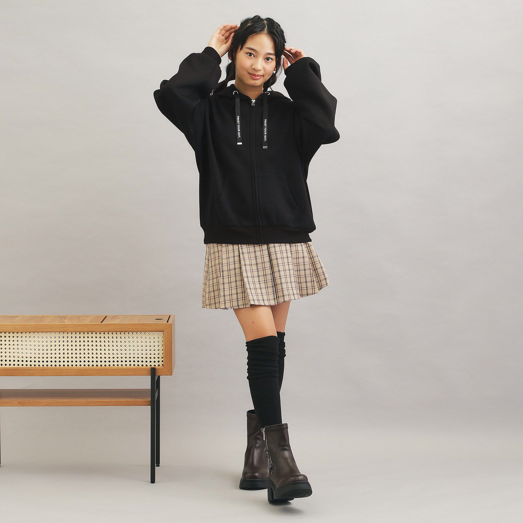 PINK-latte「ダンボールポンチパーカー」|カーディガン|