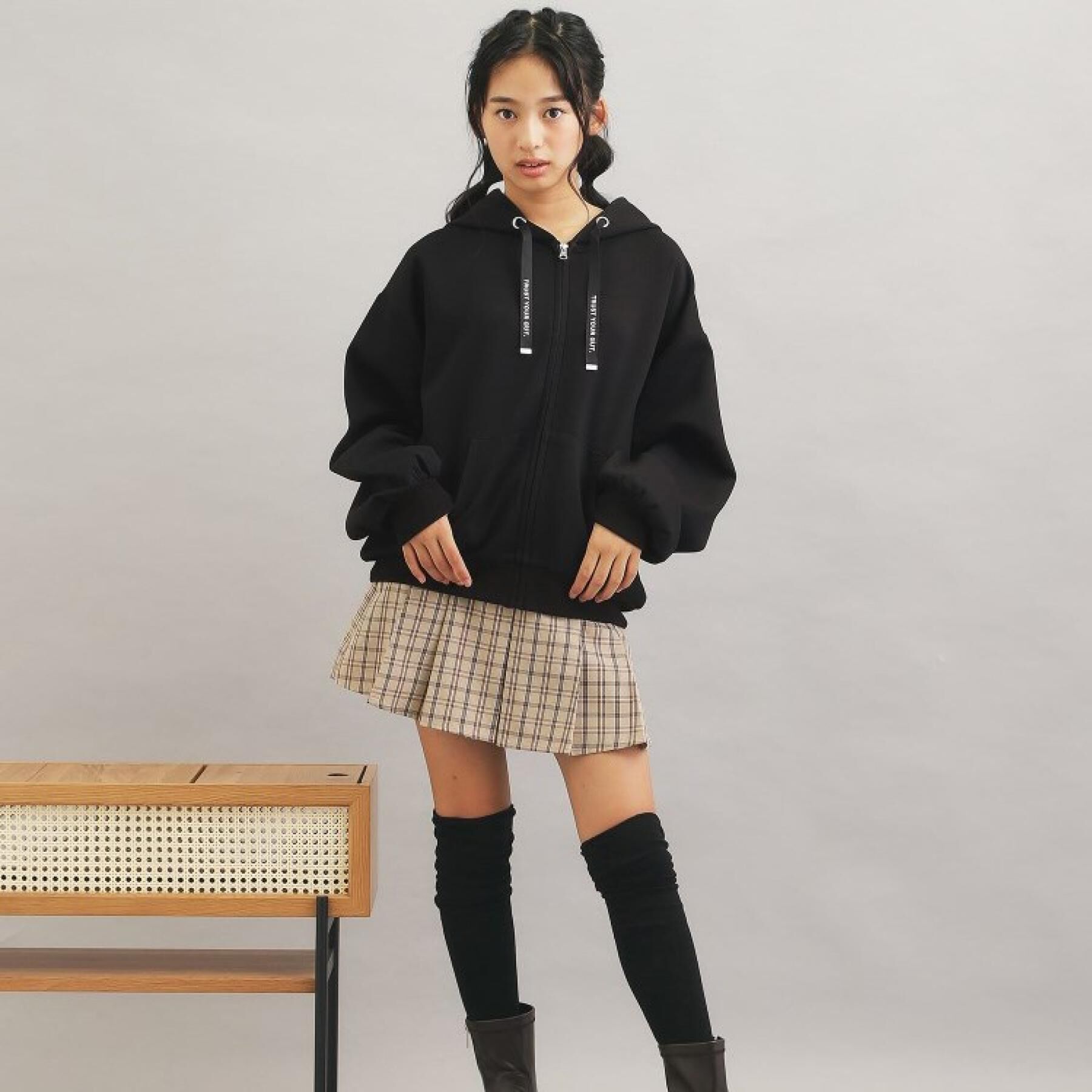 PINK-latte「ダンボールポンチパーカー」|カーディガン|