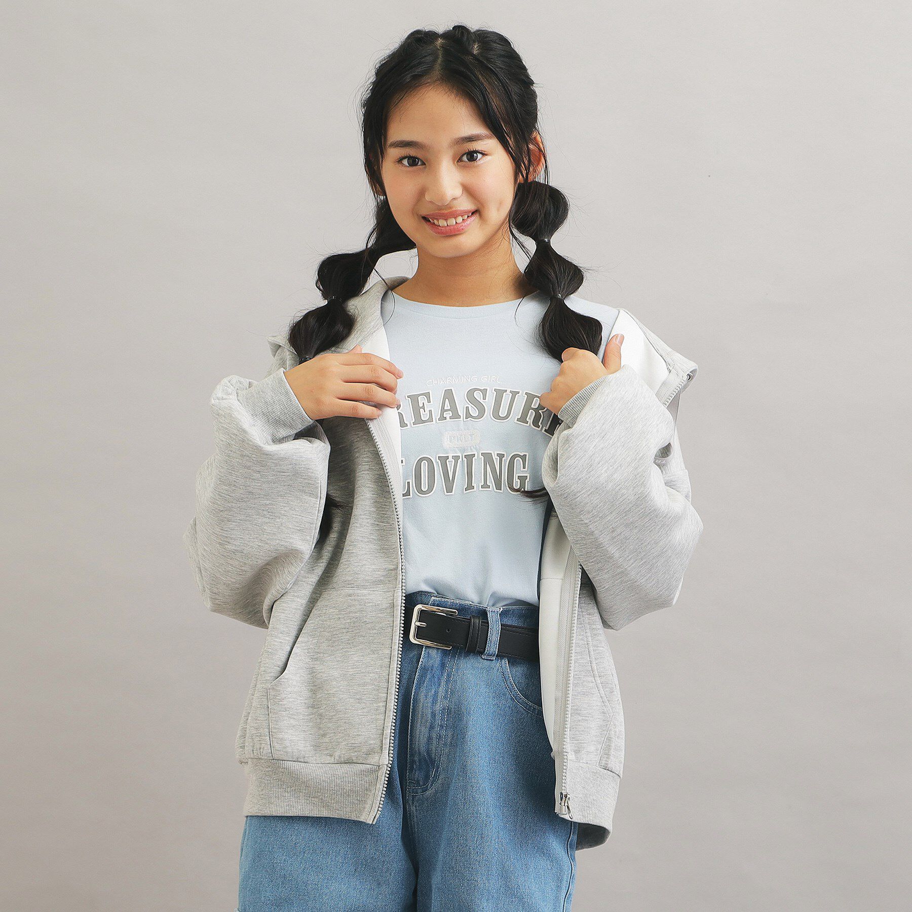 PINK-latte「ダンボールポンチパーカー」|カーディガン|