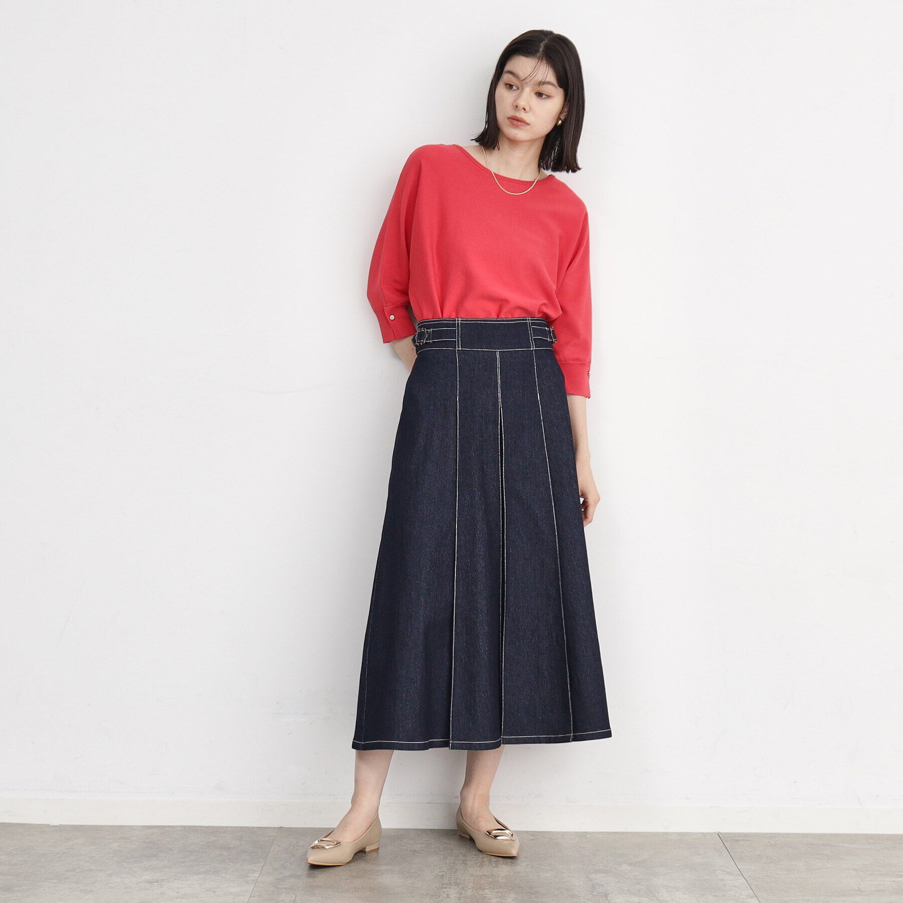 THE SHOP TK「【オールシーズン】デニムタックスカート/洗える」|スカート|