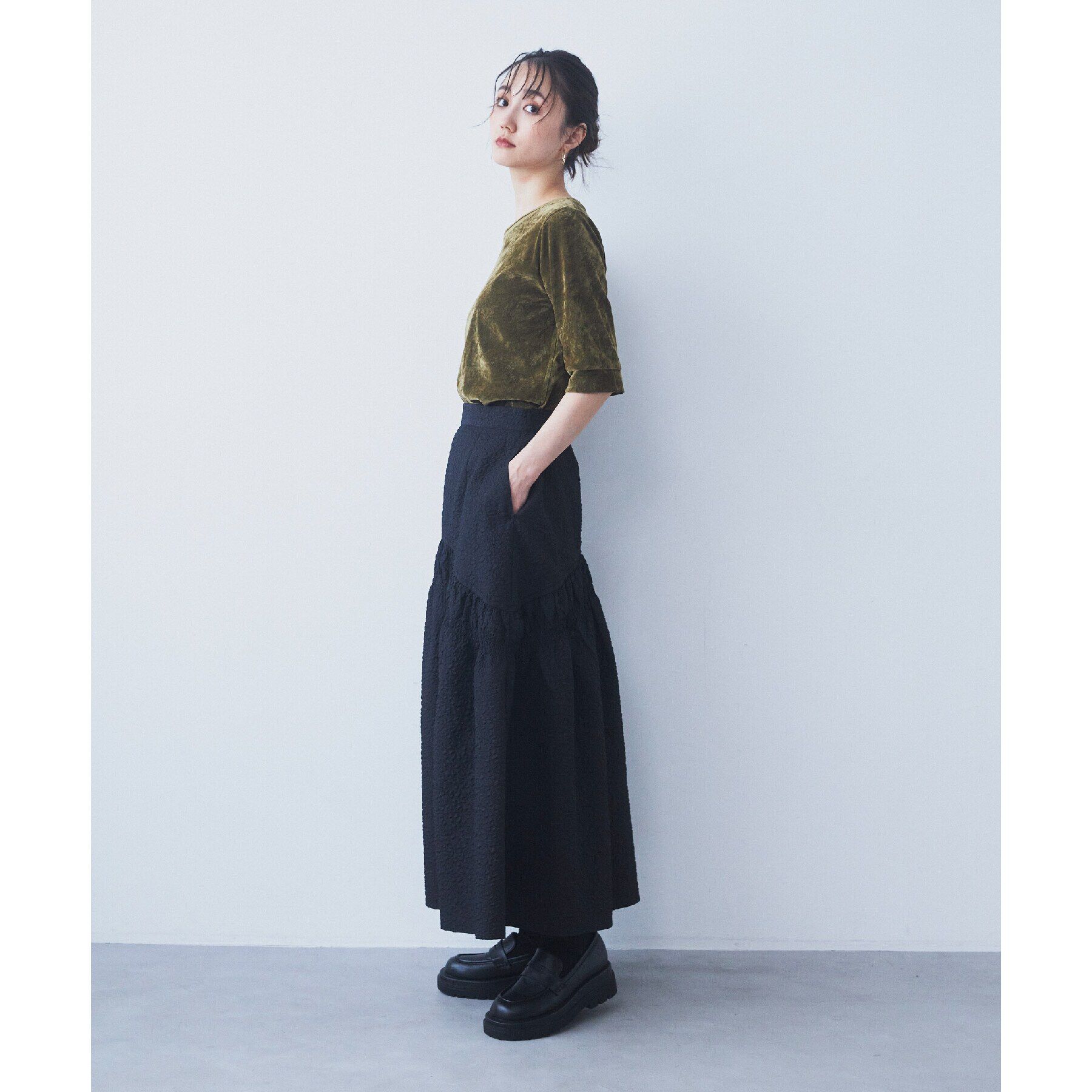 THE SHOP TK「ぽこぽこ切替スカート【洗濯機OK】」|スカート|