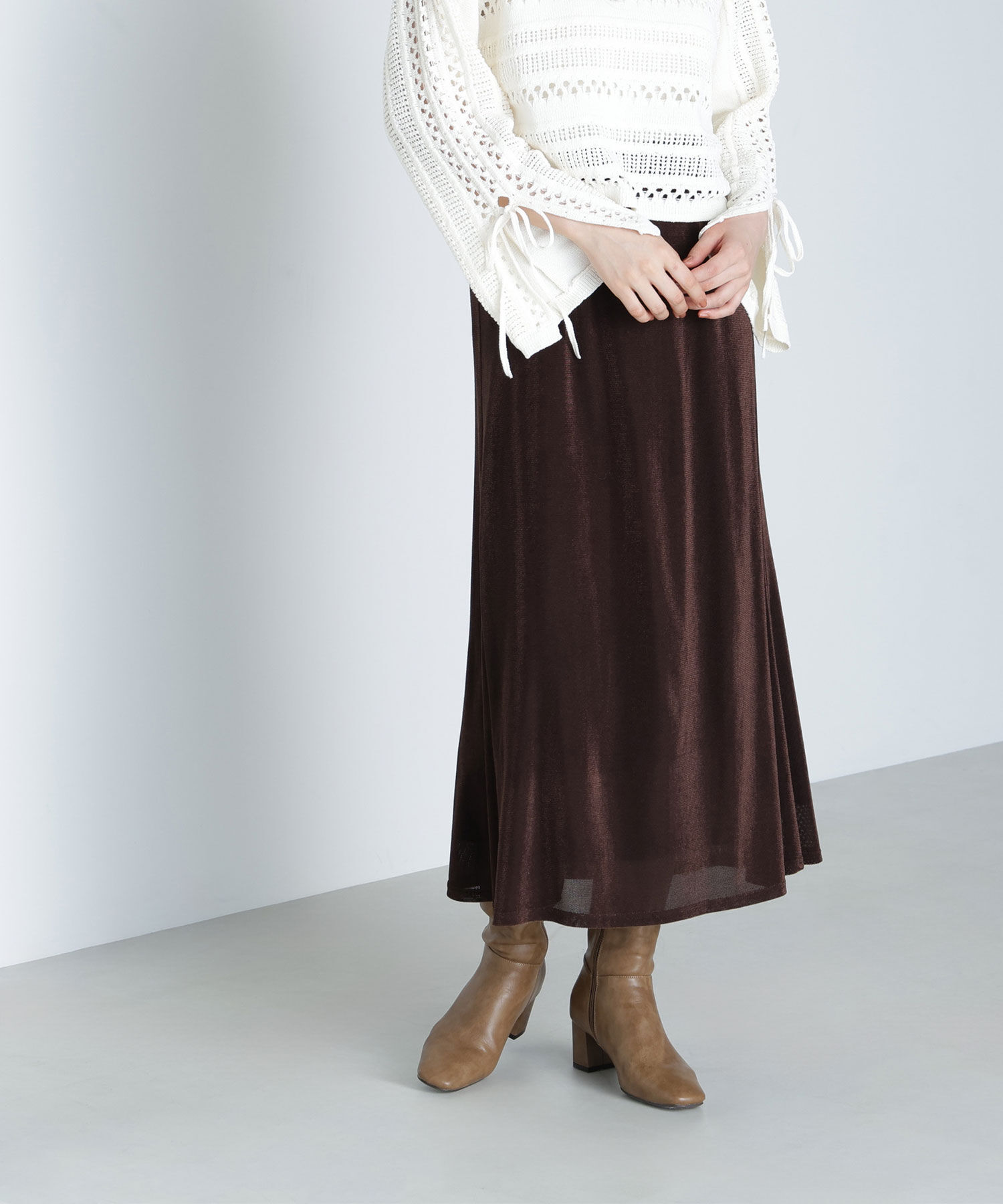  「ベロアライクナロースカート」|スカート|