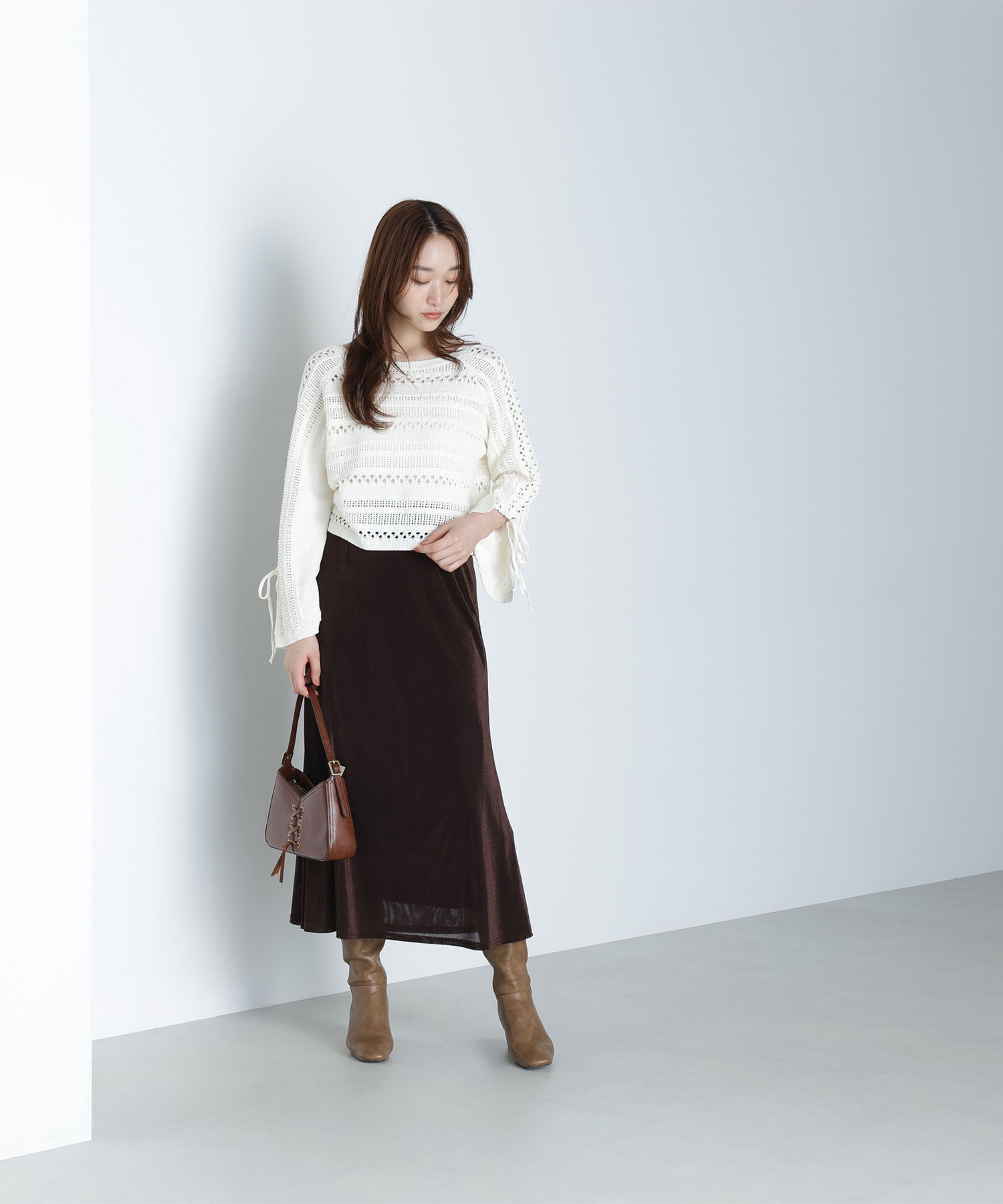  「ベロアライクナロースカート」|スカート|