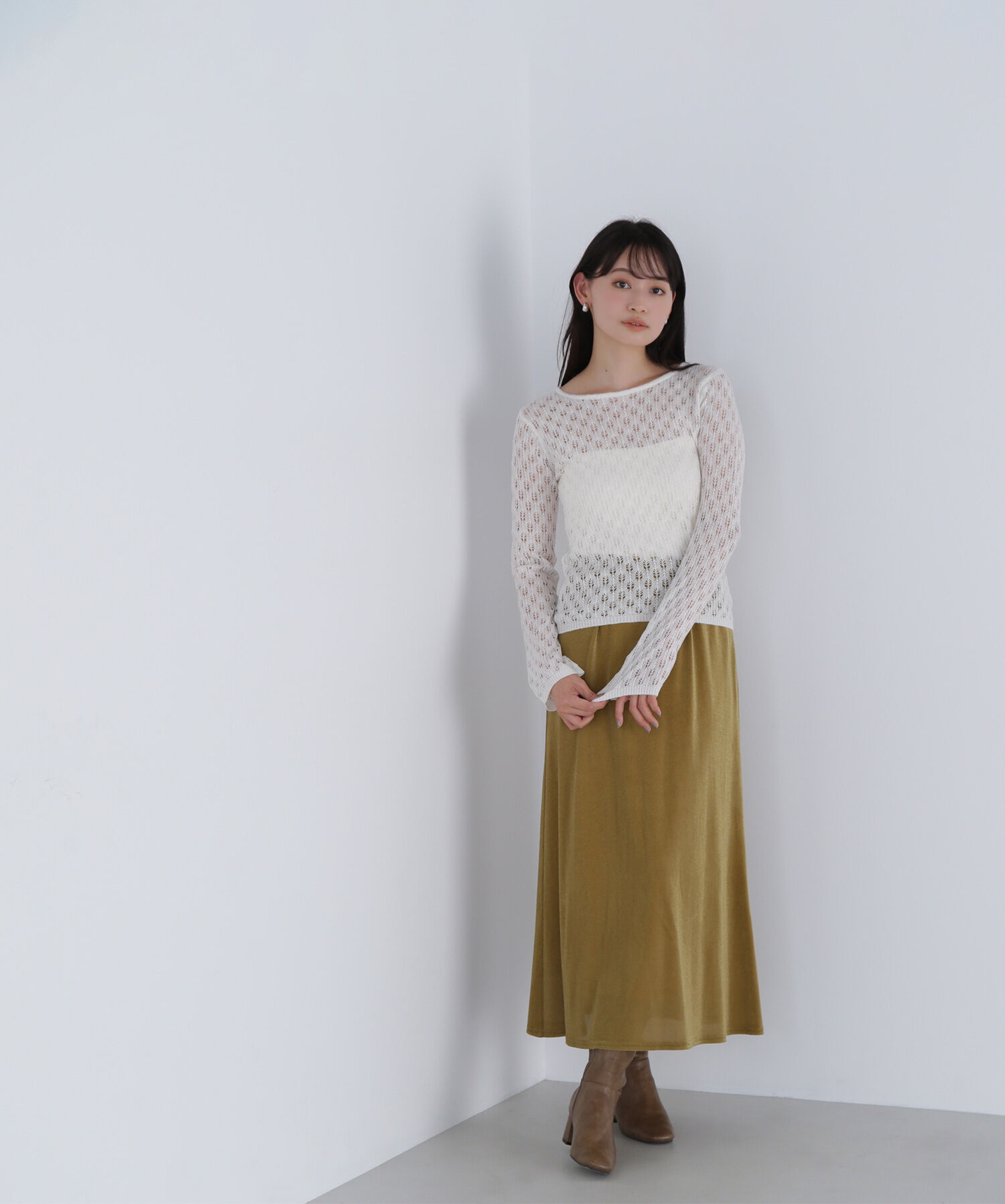  「ベロアライクナロースカート」|スカート|