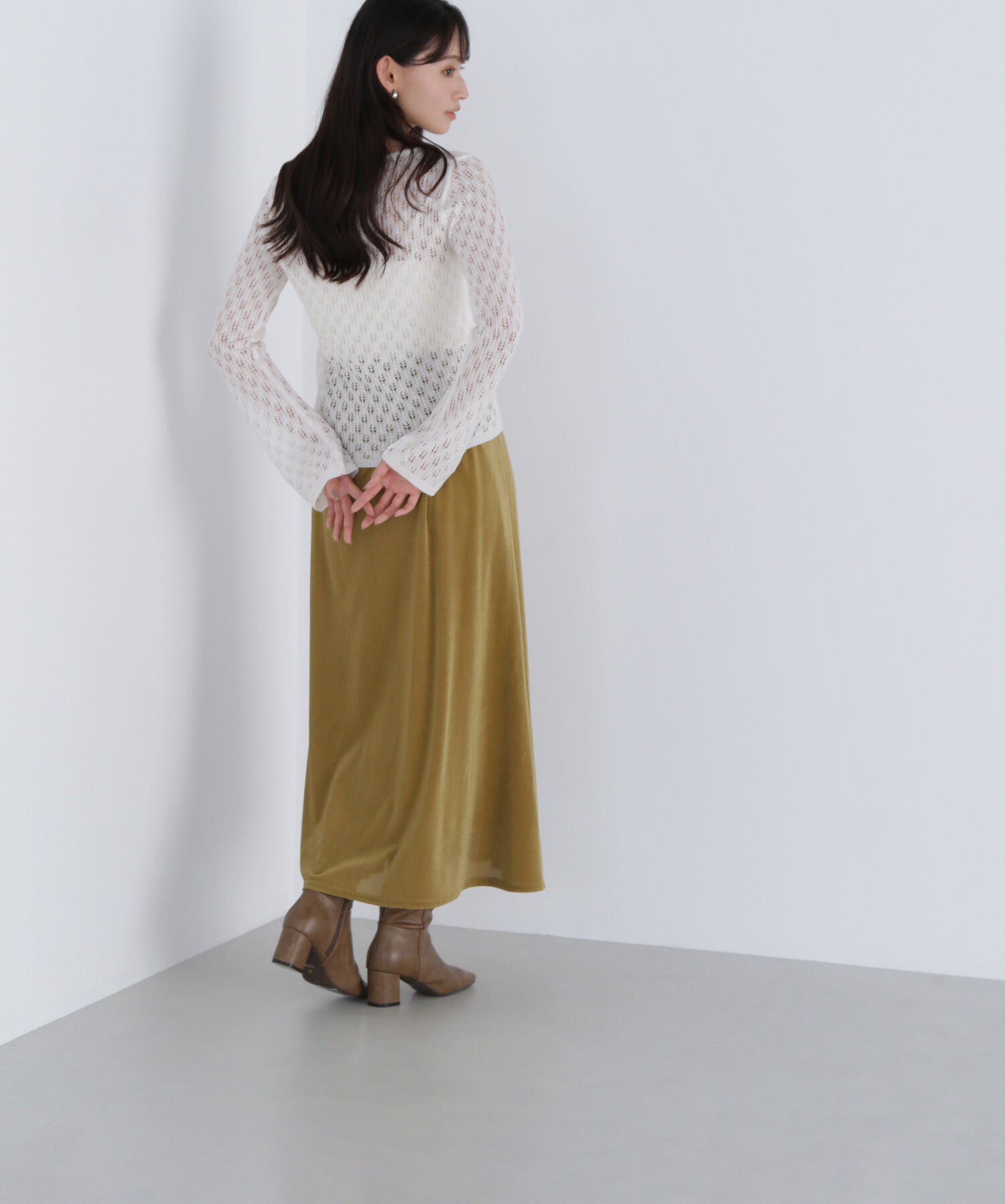  「ベロアライクナロースカート」|スカート|