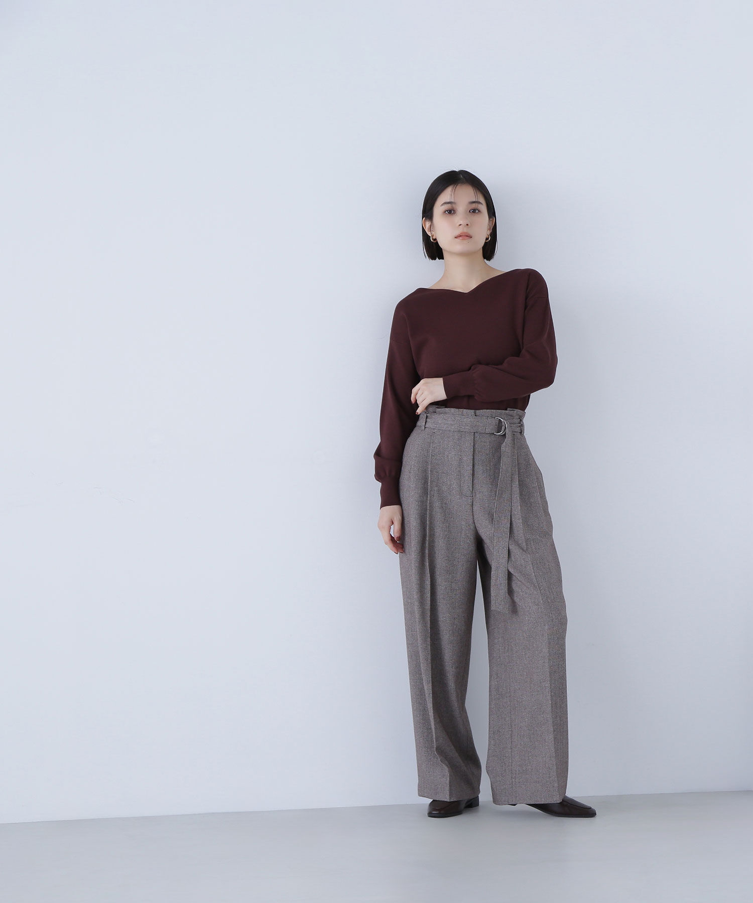  「ツイーディーベルテッドワイドパンツ」|その他|ブラウンベー 2