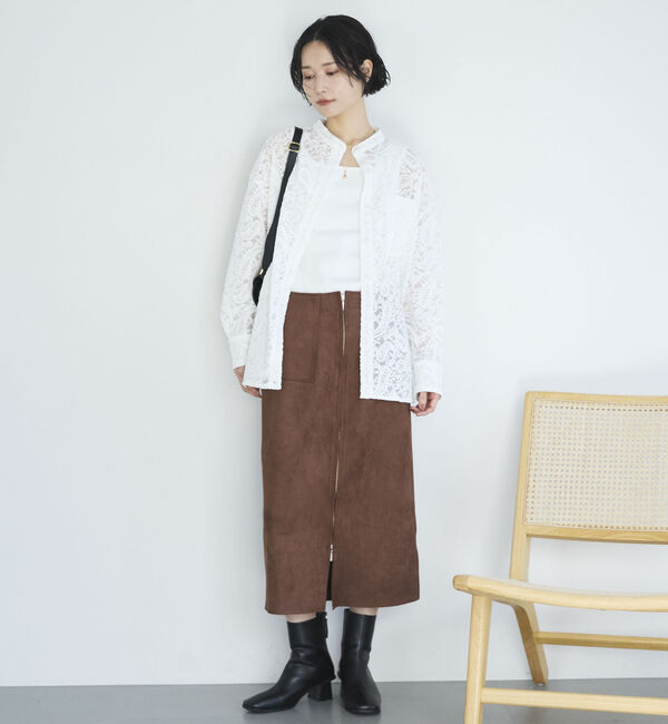 Doux archives「フロッキーレースバンドカラーシャツ／」|シャツ・ブラウス|