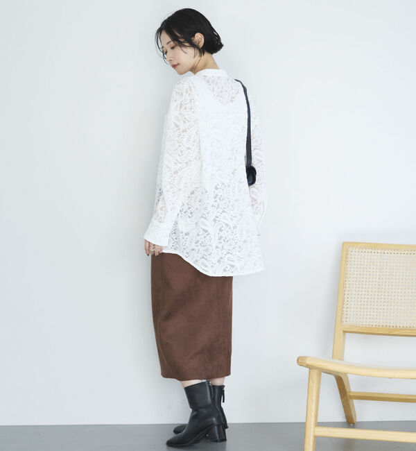 Doux archives「フロッキーレースバンドカラーシャツ／」|シャツ・ブラウス|