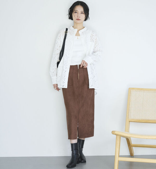 Doux archives「フロッキーレースバンドカラーシャツ／」|シャツ・ブラウス|