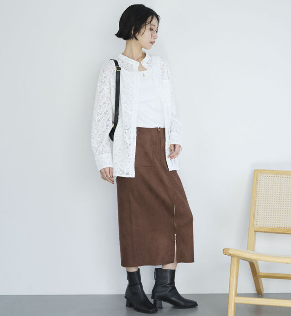 Doux archives「フロッキーレースバンドカラーシャツ／」|シャツ・ブラウス|