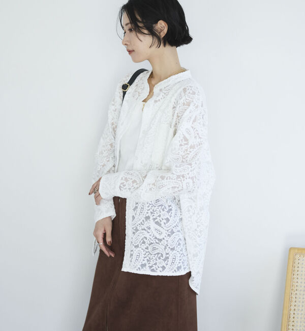 Doux archives「フロッキーレースバンドカラーシャツ／」|シャツ・ブラウス|