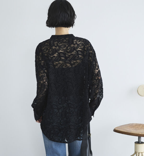 Doux archives「フロッキーレースバンドカラーシャツ／」|シャツ・ブラウス|