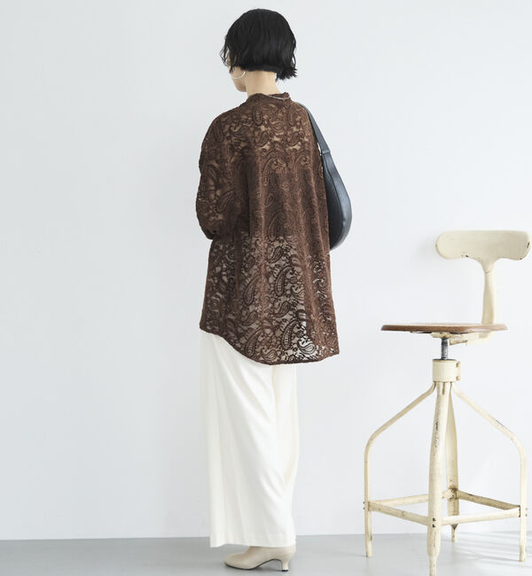 Doux archives「フロッキーレースバンドカラーシャツ／」|シャツ・ブラウス|