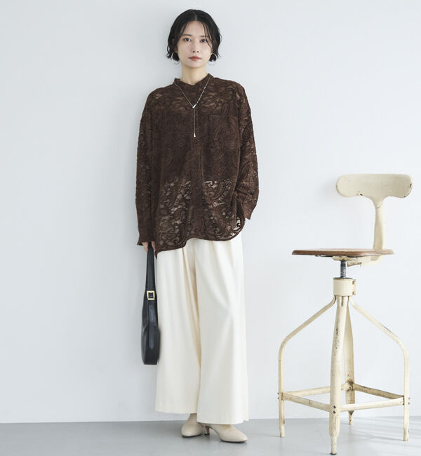 Doux archives「フロッキーレースバンドカラーシャツ／」|シャツ・ブラウス|