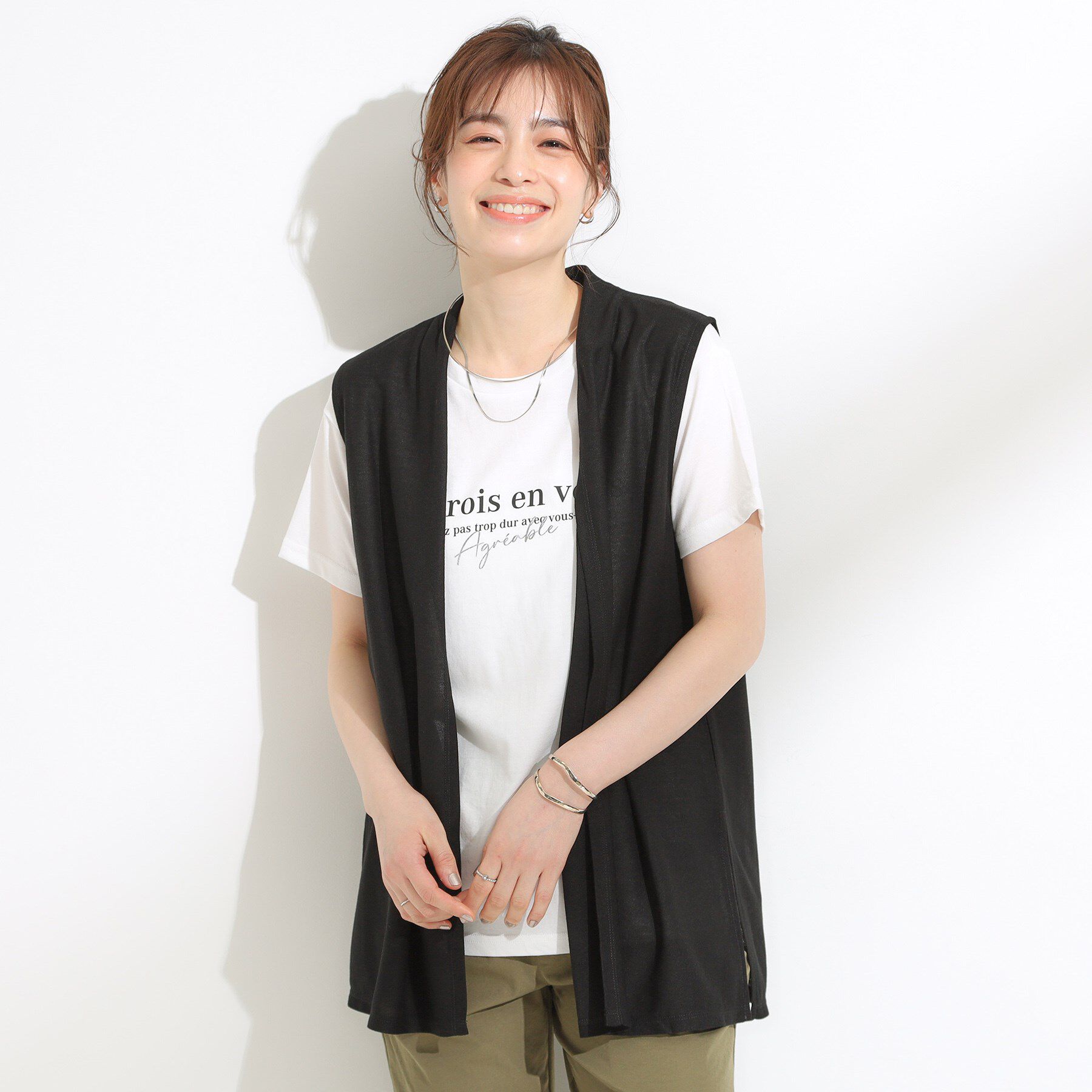 SHOO･LA･RUE「【2点セット】着回しいろいろ ジレ＋ロゴTシャツ」|その他|