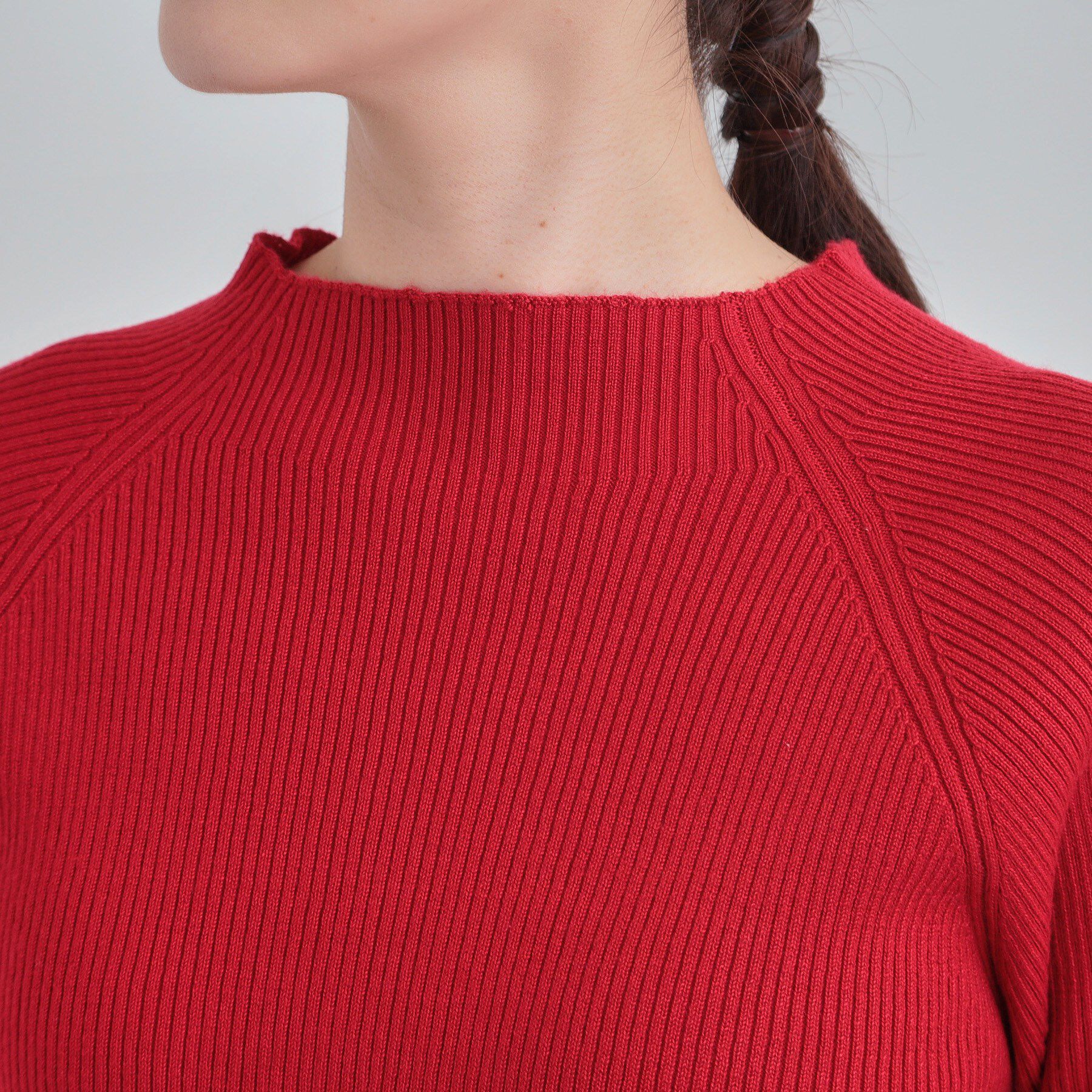 SHOO･LA･RUE「【絶妙なゆるピタ/洗濯機可】ちくちくしにくい リブハイネックやわらかニット」|ニット・セーター|