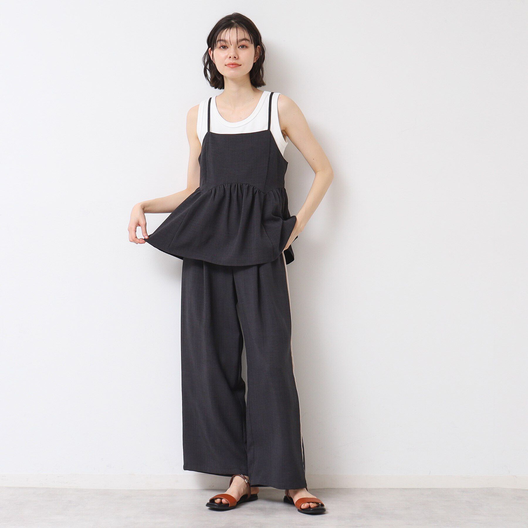 Dessin「【セットアップ可能・洗える】切り替えギャザー入りキャミソール」|キャミソール|