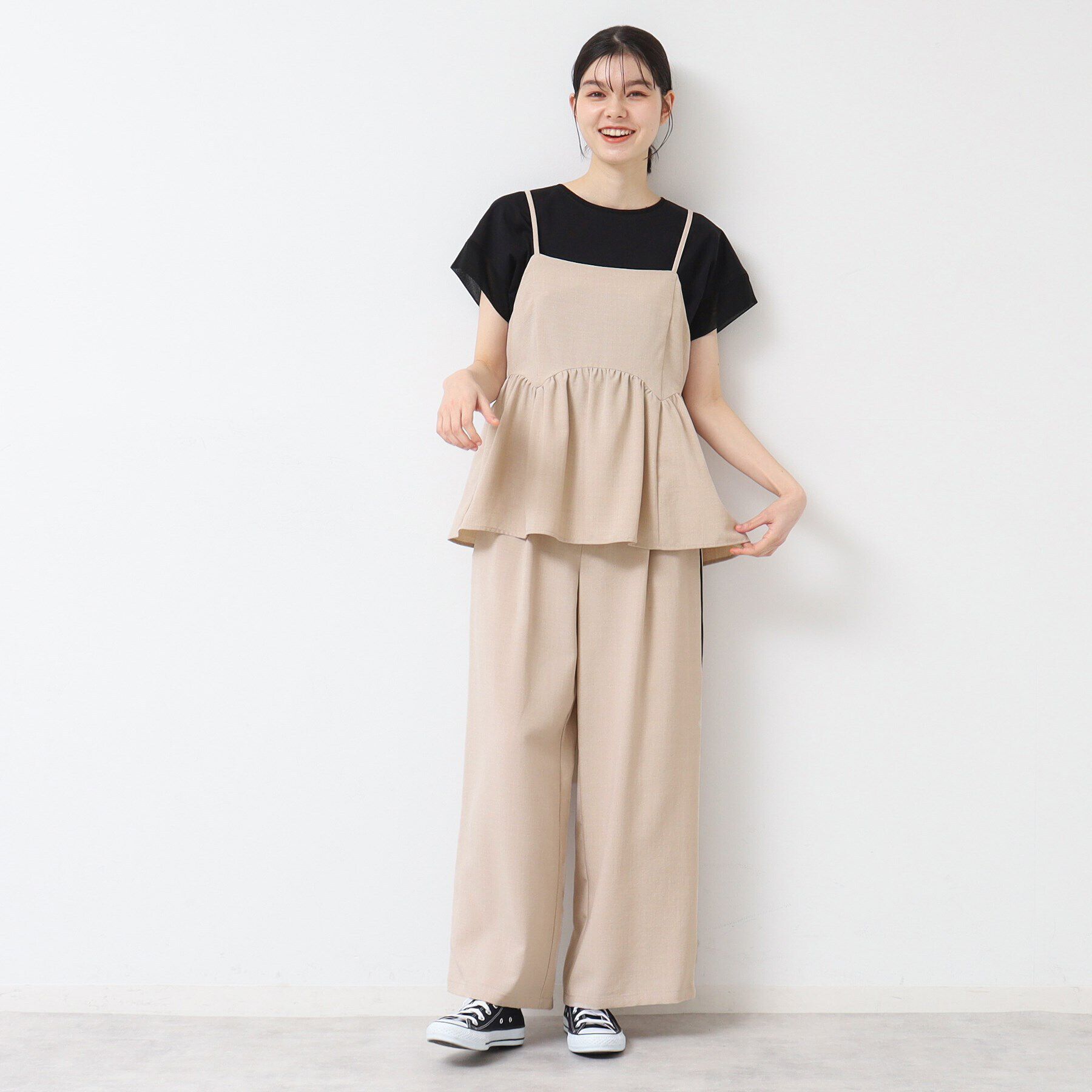 Dessin「【セットアップ可能・洗える】切り替えギャザー入りキャミソール」|キャミソール|