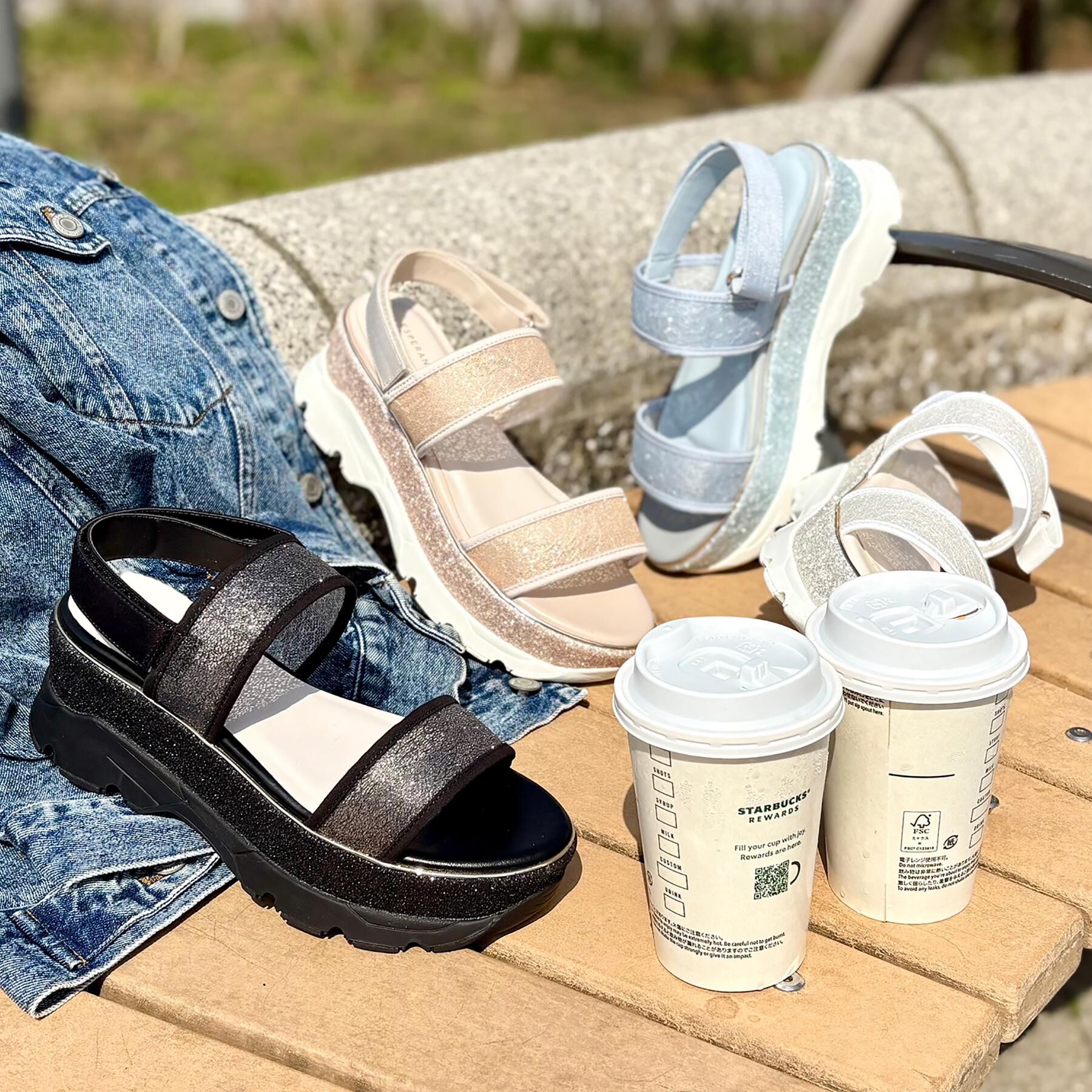 ESPERANZA「厚底ラメスポサン」|サンダル|