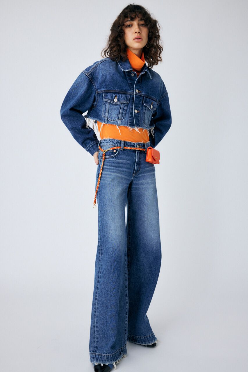 MOUSSY「CUT OFF WIDE LEG STRAIGHT」|デニム|