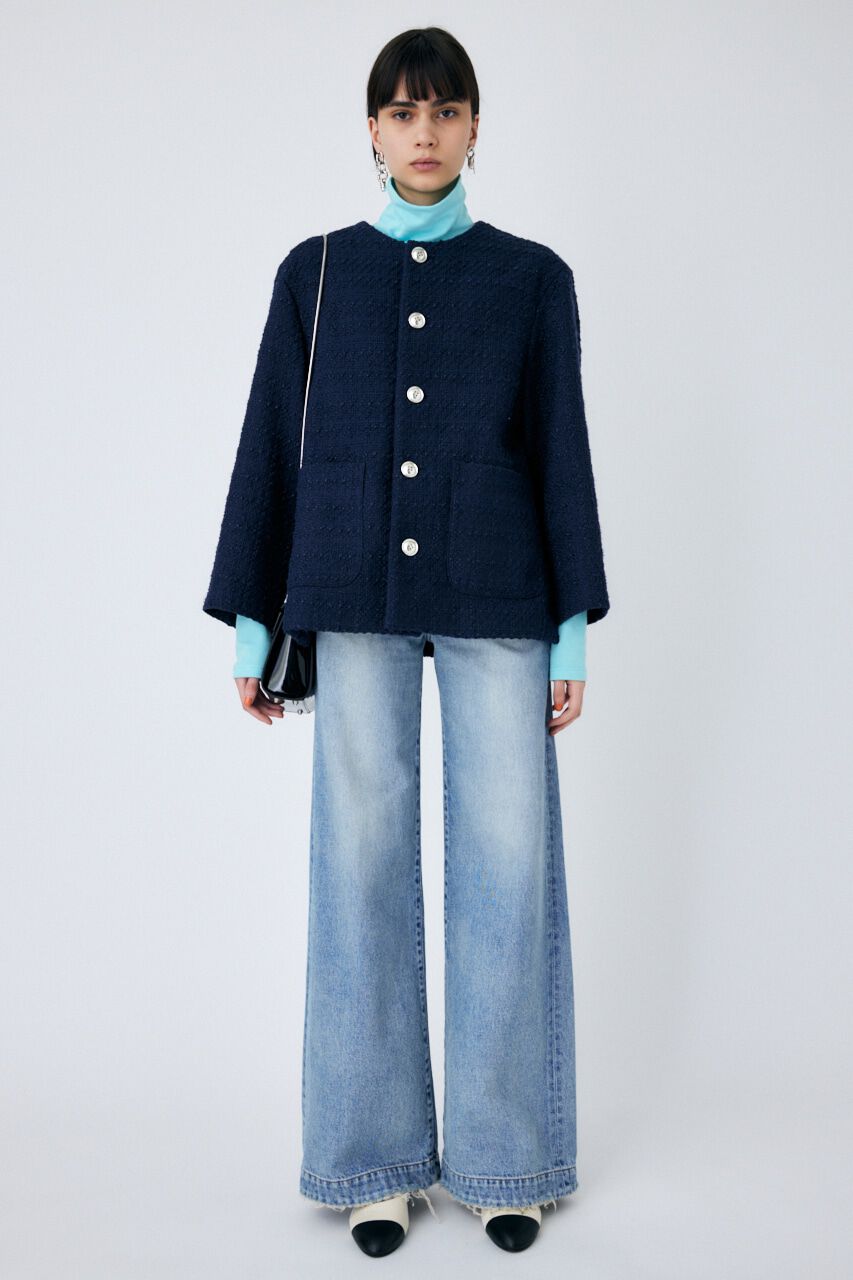 MOUSSY「CUT OFF WIDE LEG STRAIGHT」|デニム|L/BLU1