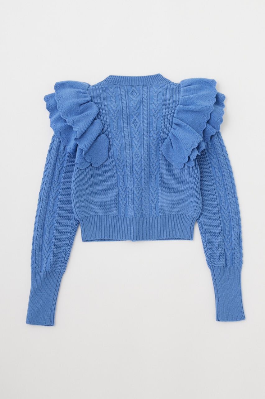 MOUSSY「F／PEARL BUTTON STAND FRILL カーディガン」|ニット・セーター|