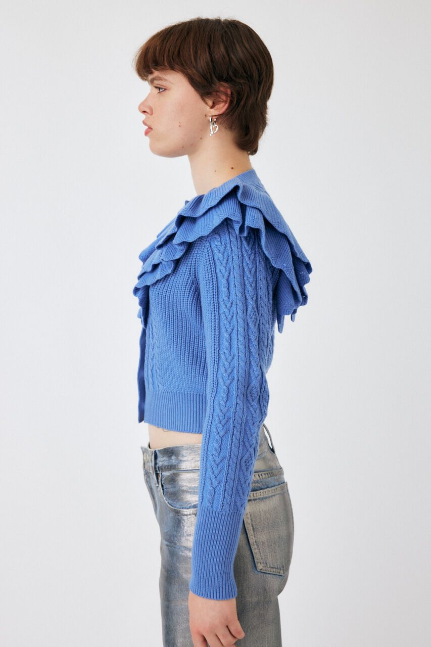 MOUSSY「F／PEARL BUTTON STAND FRILL カーディガン」|ニット・セーター|