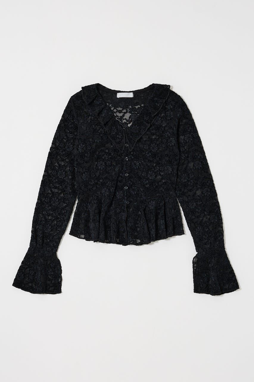 MOUSSY「FRILL LACE ブラウス」|Tシャツ・カットソー|BLK