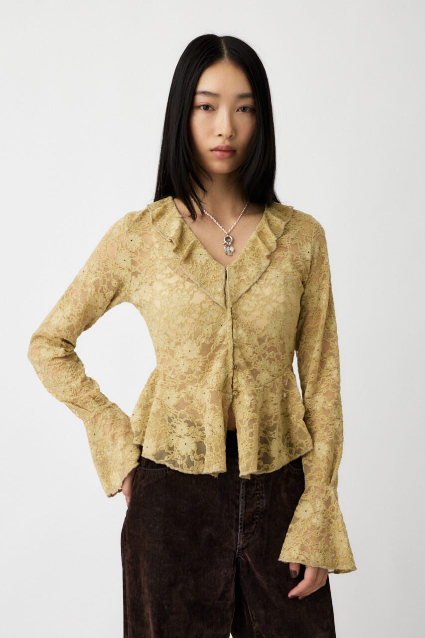 MOUSSY「FRILL LACE ブラウス」|Tシャツ・カットソー|L/KHA1