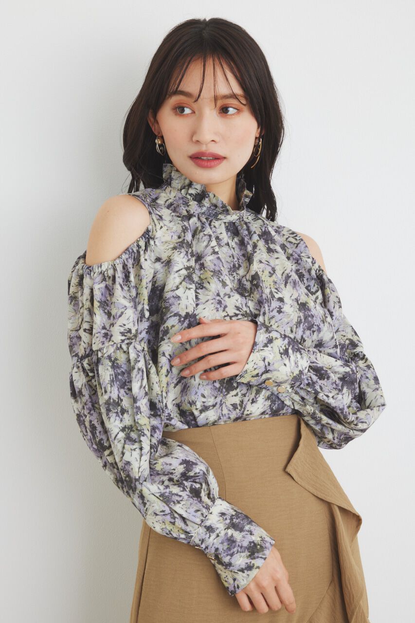 rienda「＃デュアルフラワーブラウス」|シャツ・ブラウス|柄PUR5