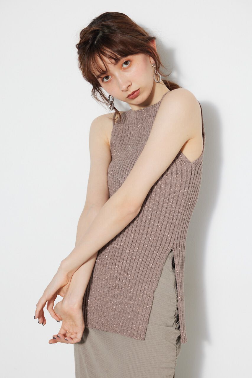 rienda「アメスリラメKnit TOP」|タンクトップ|L/BRN1