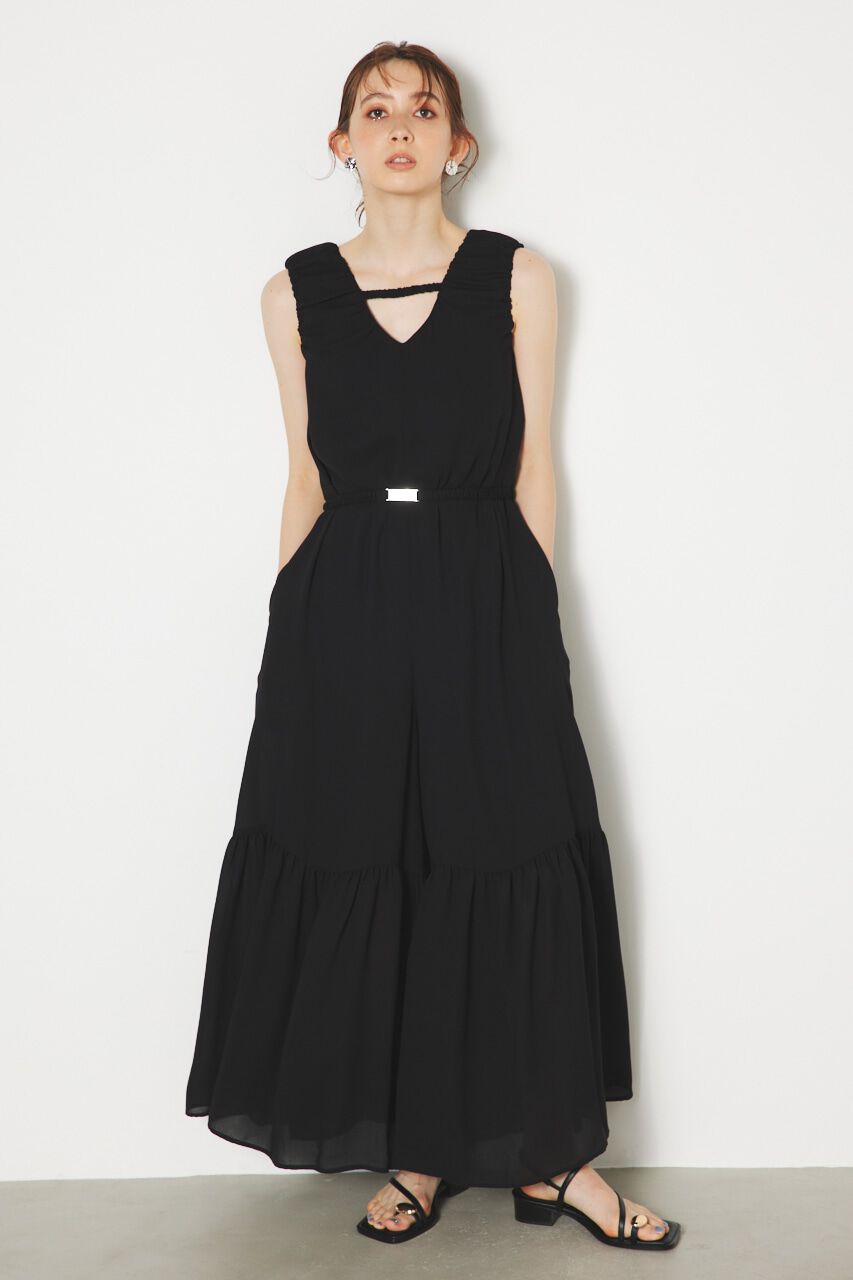 rienda「ギャザーデザインVN OP」|その他|BLK